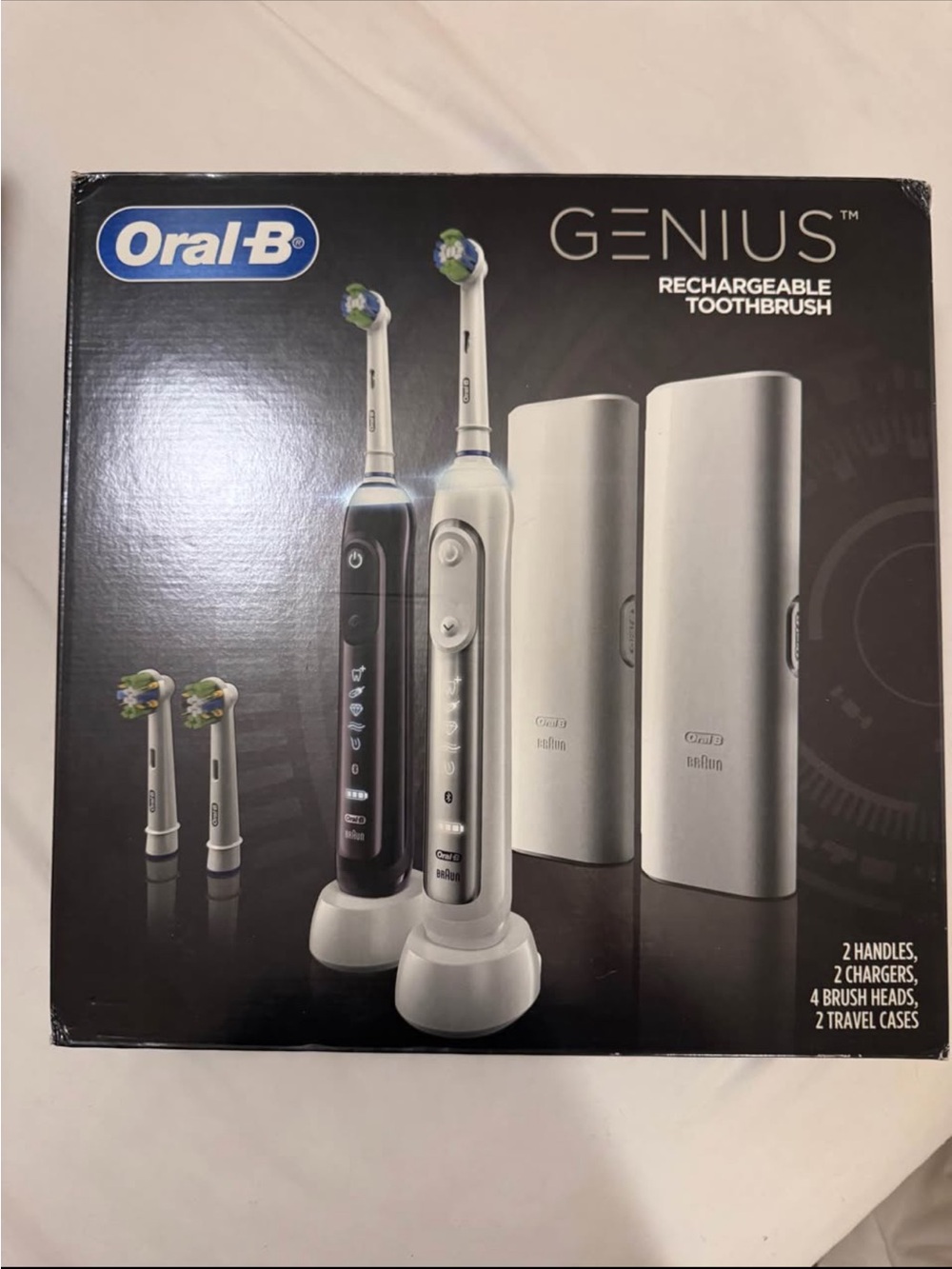 Oral-B Genius Rechargeable Toothbrush Duo - Black & White